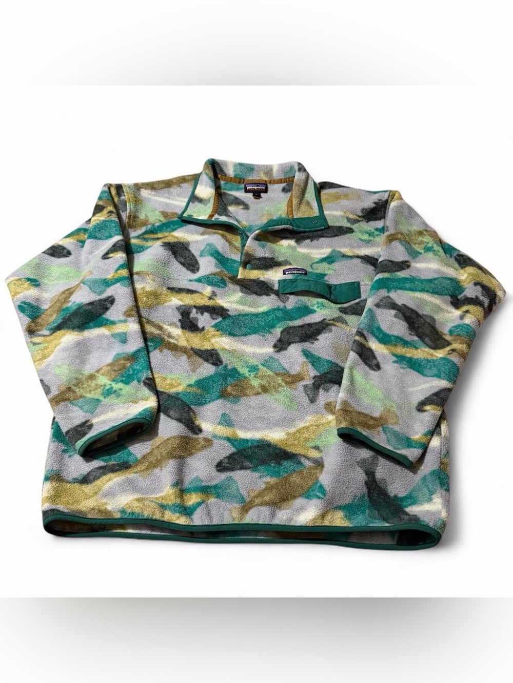 Men’s Patagonia Synchilla Snap T Fleece Trout Tails Legend Green Fall 2016 XL